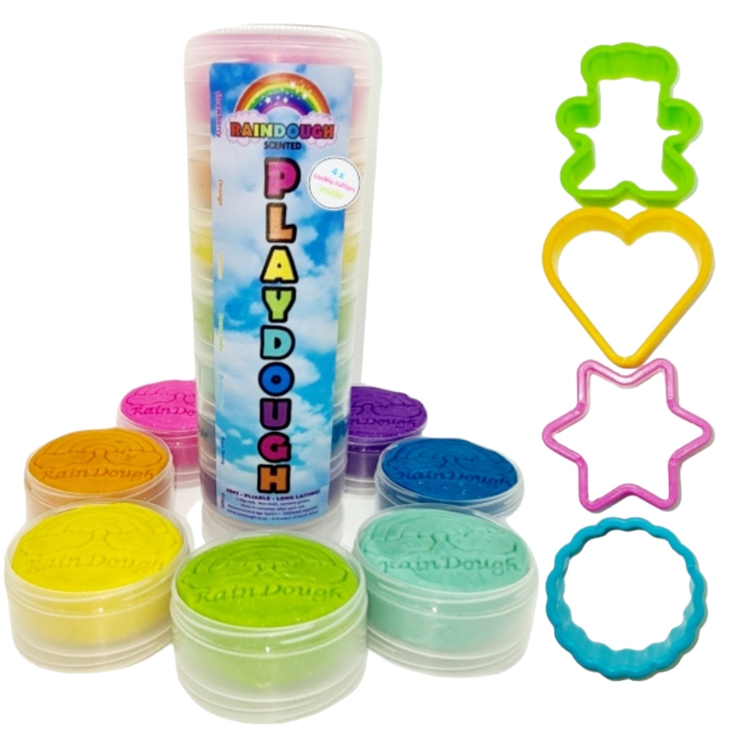 Scented Playdough from RainDough – Tower 1.3kg With Cookie Cutters