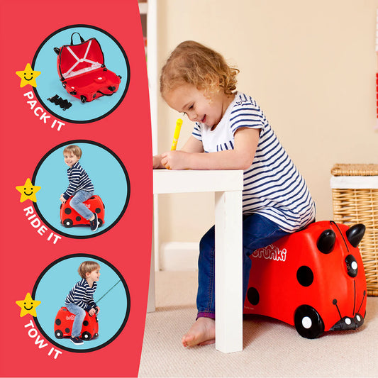 Trunki - Ride On Suitcase - Harley Ladybug Side View