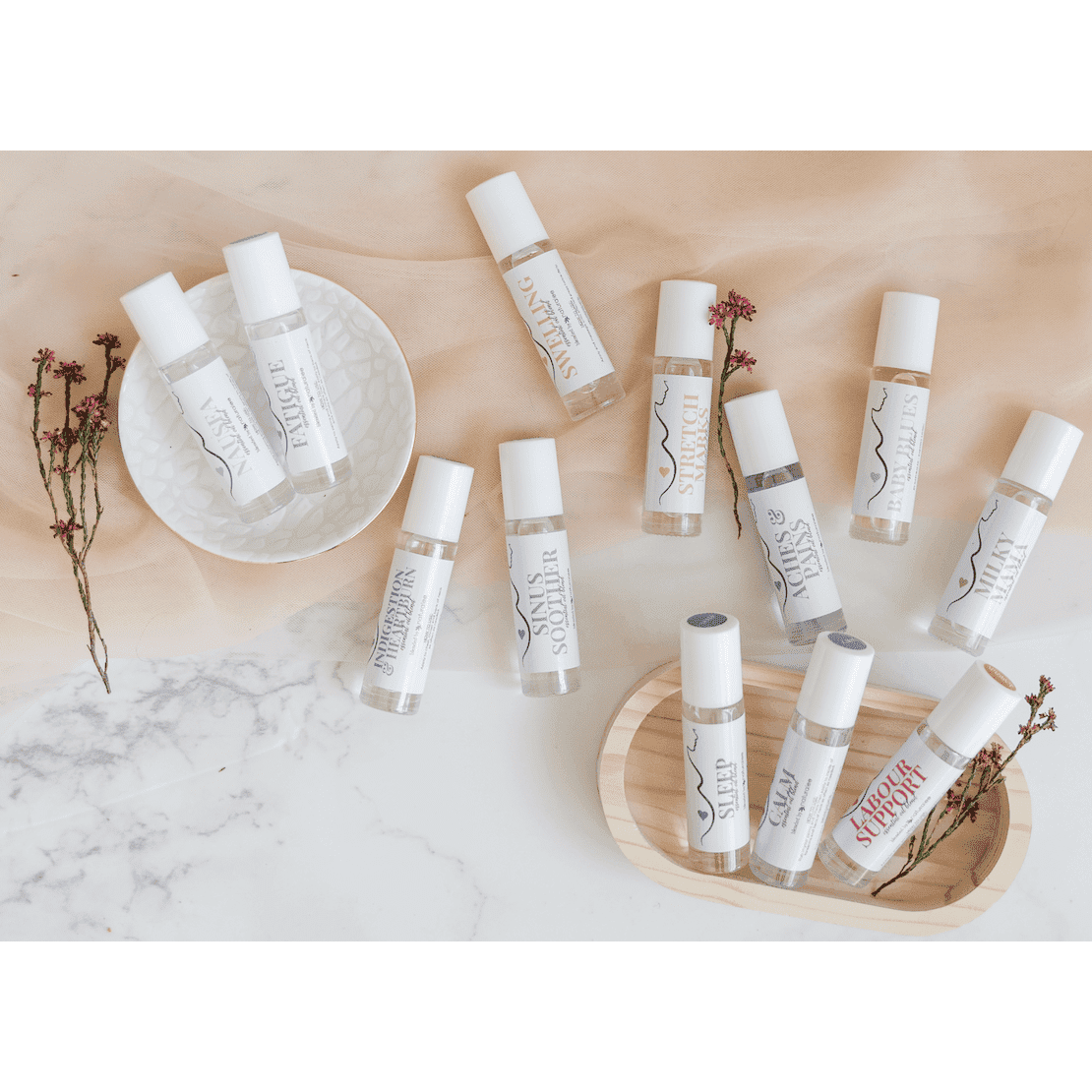 Essential Oil Blends – Pregnancy and Labour Support Blends Top View