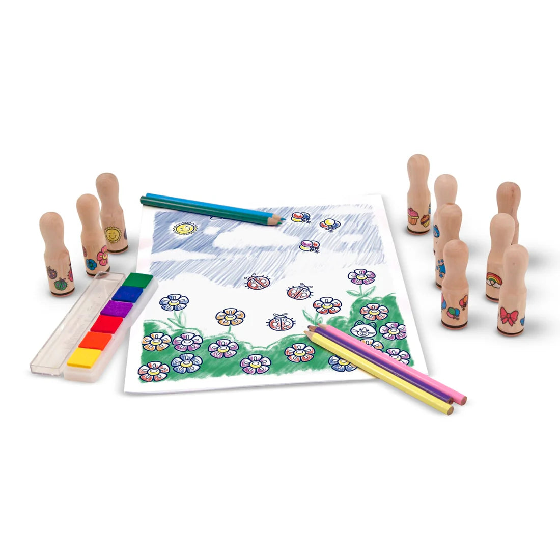 Melissa & Doug – Deluxe Happy Handles Stamp Set Close Up